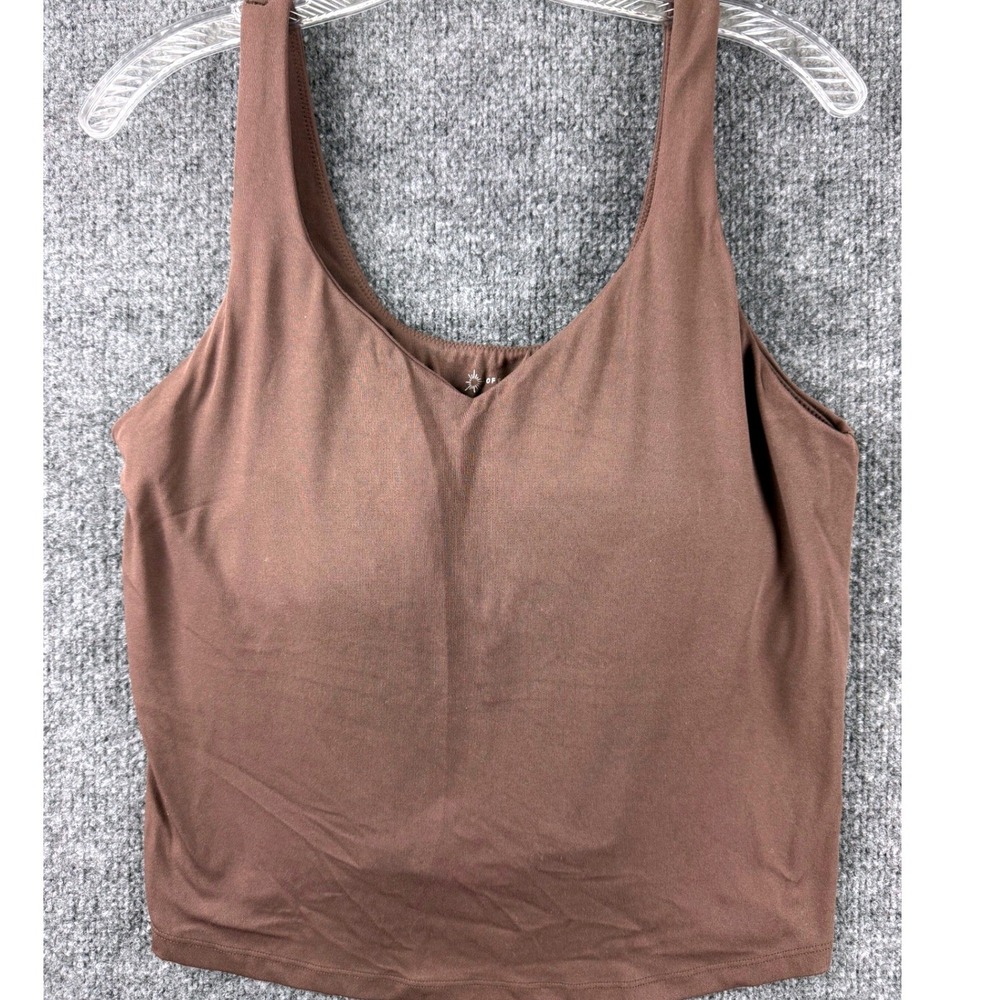 OFFLINE by Aerie Real Me Tank Top Brown V-Neck Shelf Bra Crop Camisole XL